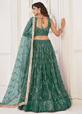 Astonishing Green Sequins Net Party Wear Lehenga Choli With Dupatta