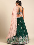 Attractive Green Georgette Sequins and thread embroidery Lehenga Choli