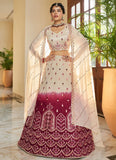 Beige Art Silk Thread sequand mirror work Party Wear Lehenga