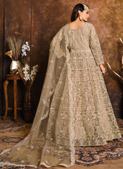 Beige Net Embroidered Floor Length Anarkali For Women