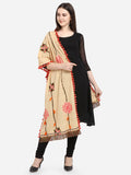 Beige Slub Khadi Floral Embroidered festive Dupatta