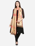 Beige Slub Khadi Floral Embroidered festive Dupatta