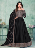 Black Art Silk Anarkali Dress with Intricate Embroidery