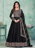 Black Art Silk Anarkali Dress with Intricate Embroidery