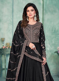 Black Art Silk Anarkali Dress with Intricate Embroidery