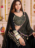 Black Mirror Work Choli with Lampi Border – Navratri Outfit