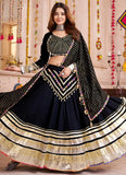 Black Lehenga Choli with Gamthi Lace & Mirror Work for Navratri