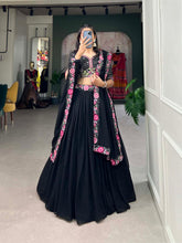 Black festive georgette lehenga set