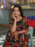Black Color Floral Printed Marbel Chaniya Choli