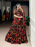 floral lehenga choli black