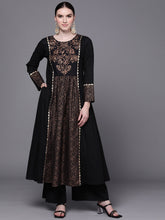 Black Cotton Kurta and Palazzo Set for Women's Ethnic Wear