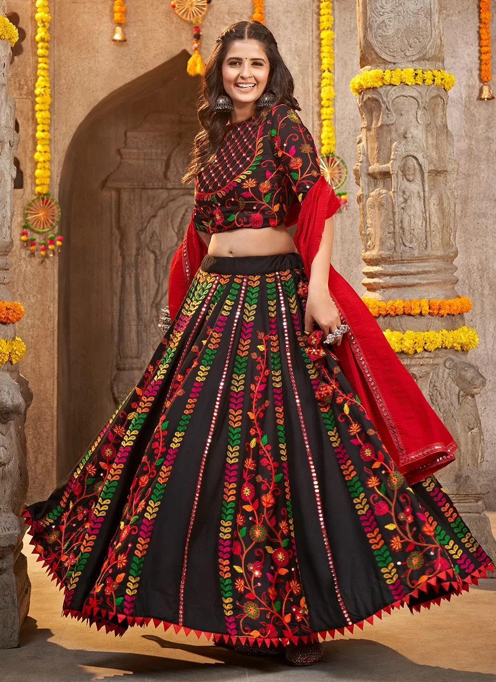 Shop Black Embroidered Perfect Beautiful Navratri Special Chaniya