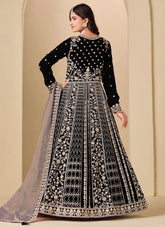 Premium black embroidered velvet suit for women