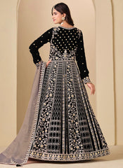 Premium black embroidered velvet suit for women