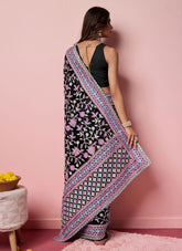 Black Georgette Kashmiri Work Contemporary Saree