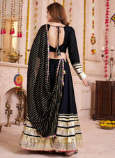 Black Chaniya Choli for Navratri Garba with Handmade Embroidery