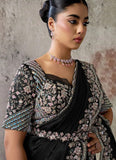 Black Two Tone Satin Silk Ready To Wear Saree with Sequins & Hand Work