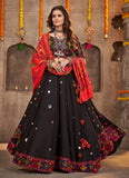 Black Viscose Rayon Mirror and Embroidered Navratri Dress