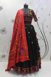 Black Viscose Rayon Mirror and Embroidered Navratri Dress