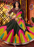 Black gajji silk garba chaniya choli with mirror work