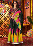 Black gajji silk dupatta with festive mirror detailing