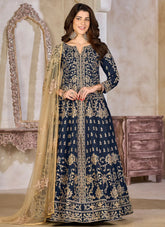 Elegant Blue Abaya Style Suit for Festive Wear