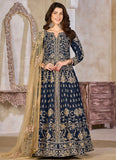 Elegant Blue Abaya Style Suit for Festive Wear