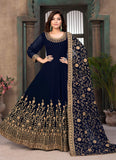 Blue Color Georgette Anarkali Suit With Heavy Embroidery