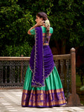 Bottle Green Semi-Stitched Lehenga with 3.70 Meter Flair
