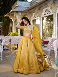 Mustard Color Plain Goldie Haldi Rasam Lehenga Choli