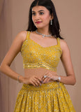 Yellow Haldi Ceremony Lehenga in Georgette with Zari & Sequins Embroidery