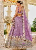 Purple Satin Silk Lehenga with Sequins and Embroidery Work