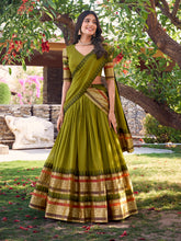 Plain Chanderi lehenga with elegant zari weaving