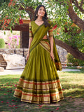 Plain Chanderi lehenga with elegant zari weaving