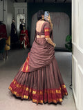 Brown Lehenga Choli with 4 Meter Flair