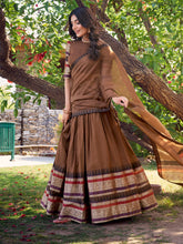Brown Chanderi lehenga choli with zari border