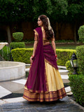 Zari weaving border brown Kanchipuram lehenga
