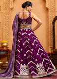 Burgundy Silk Bridesmaid Wedding Lehenga with Sequins, Coding & Thread Embroidery