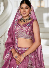 Burgundy Tissue Embroidered Wedding Lehenga Choli with Dupatta | Lehenga Designs 2025