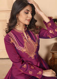 Burgundy Triva silk Embroidered Readymade Gown For Women