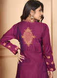 Burgundy Triva silk Embroidered Readymade Gown For Women