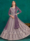 Celestial Purple Faux Georgette Lakhnavi Anarkali Suit For Women