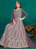 Celestial Purple Faux Georgette Lakhnavi Anarkali Suit For Women