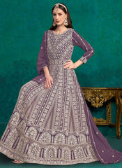 Celestial Purple Faux Georgette Lakhnavi Anarkali Suit For Women