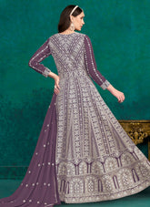 Celestial Purple Faux Georgette Lakhnavi Anarkali Suit For Women