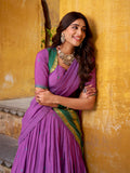 Purple Color Zari Weaving Work Chanderi Lehenga Choli