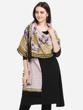 Chex Panel Rose Khadi Cotton Embroidered Festive Dupatta In Grey