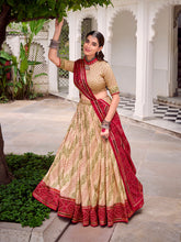 Off-white tasar silk bandhej print lehenga choli