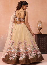 Coffee Bridal Lehenga with Zarkan & Sequins Embroidery