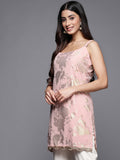 Comfortable Women's Pink Crepe Printed Tunic